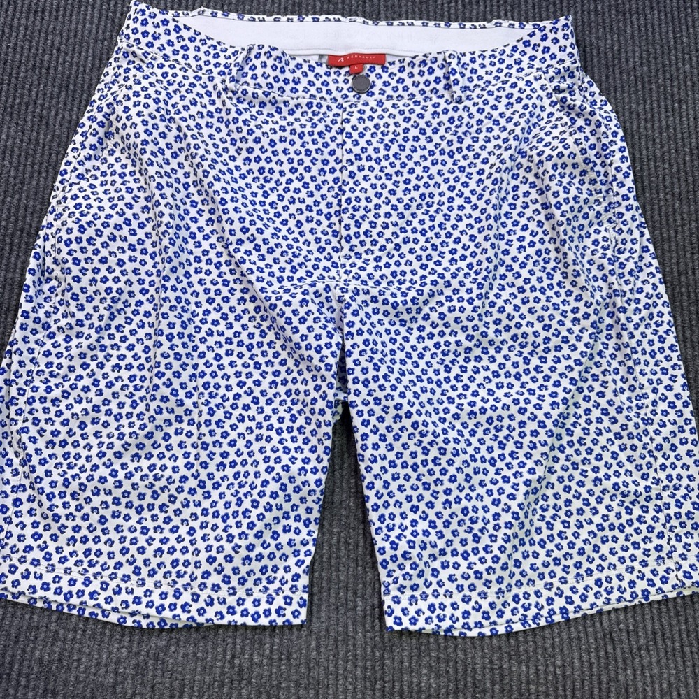 Redvanly Shorts Mens Large Blue Geometric Pattern Pull On Performance Golf